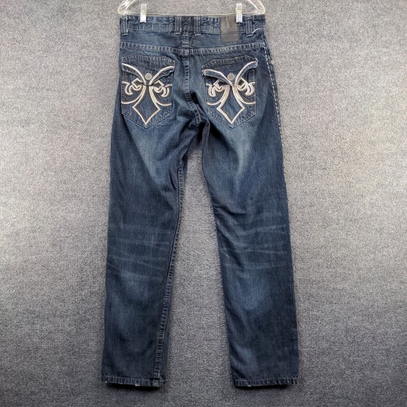 Project Mayhem Men's Straight Jeans Blue 32x32 Dark Wash Denim 5-Pocket - Picture 5 of 11